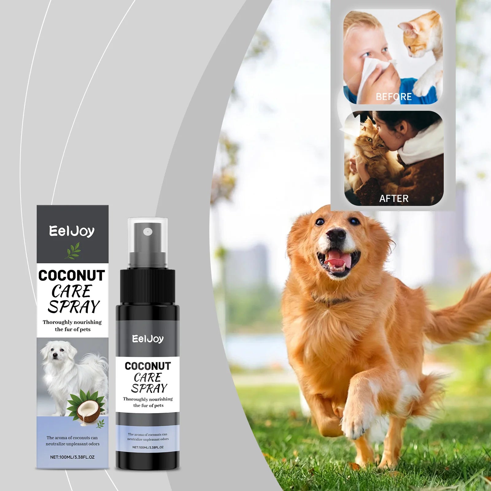 Coconut Pet Grooming Spray - Detangling and Coat Shine For Dogs and Cats