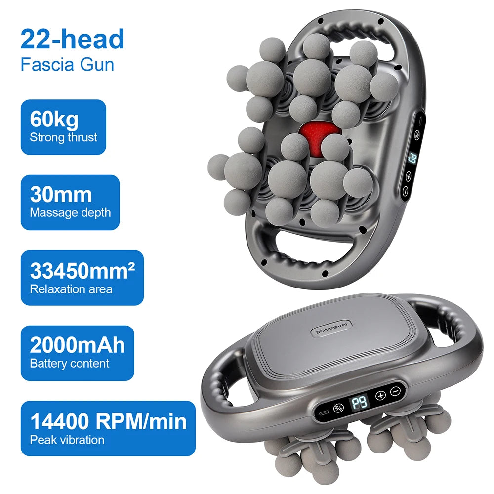 Deep Tissue Massage Gun - High Frequency Muscle Massager with 16/22/24 Heads for Full Body Pain Relief