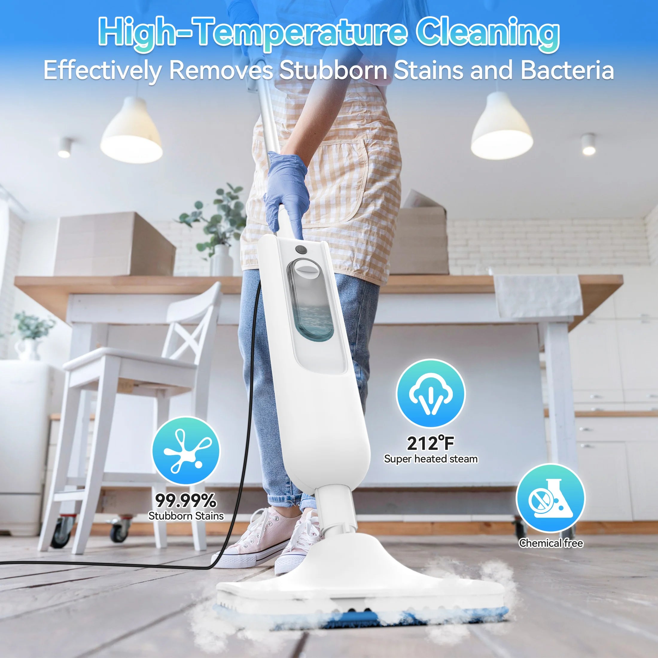 6-in-1 Steam Mop Cleaner - High TEmperature Steam Floor Cleaner For Tile, Hardwood and More
