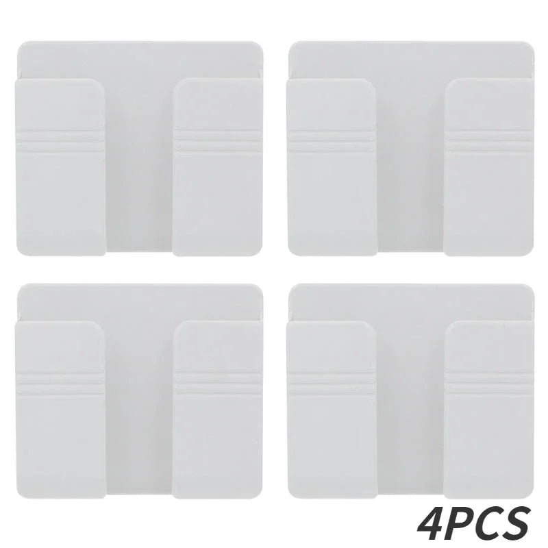 Wall Mount Phone and Remote Holder - No- Drill Storage Organizer (1, 2 or 4 Pack)