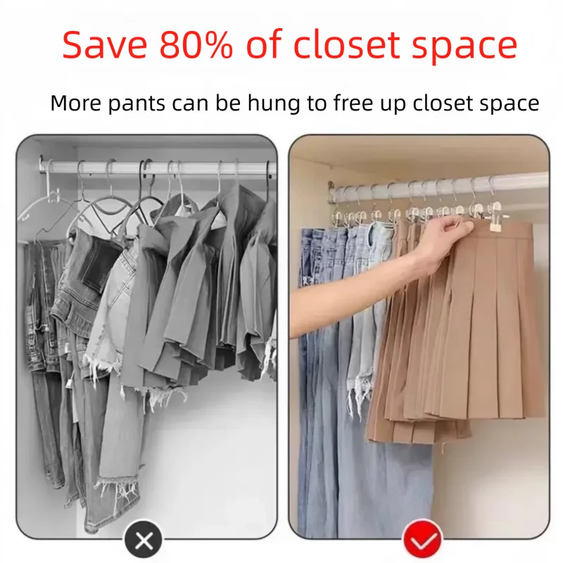 Space Saving Stainless Steel Pants  Hangers - Closet Organizer Clips (5-20 Pack)