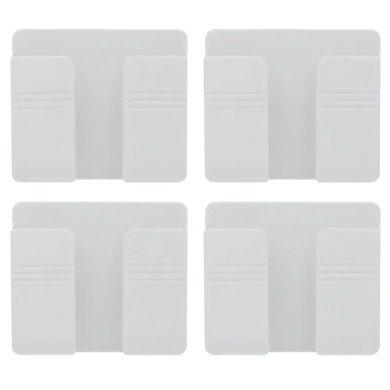 Wall Mount Phone and Remote Holder - No- Drill Storage Organizer (1, 2 or 4 Pack)