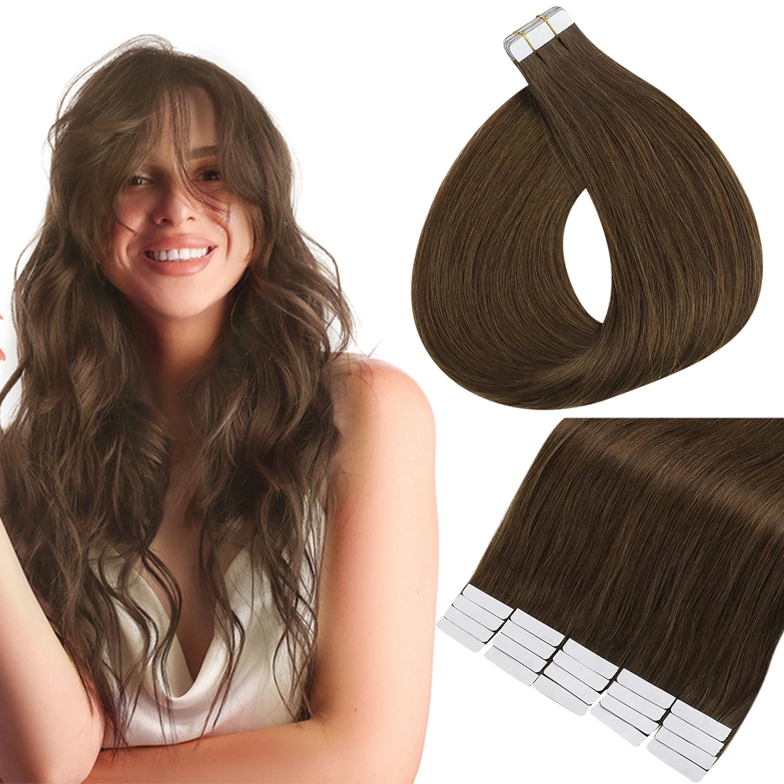 100% Remy Human Hair Tape -In Extensions - Straight Hair, Natural Look