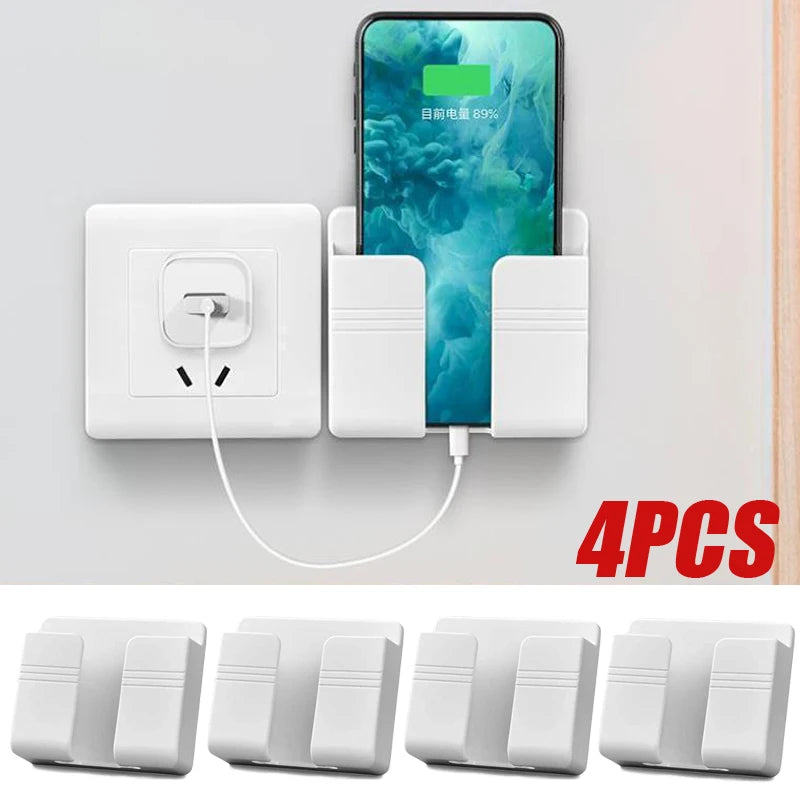 Wall Mount Phone and Remote Holder - No- Drill Storage Organizer (1, 2 or 4 Pack)