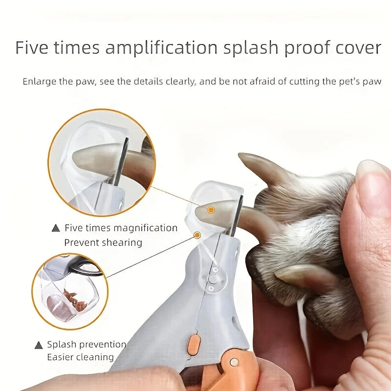 LED Light Pet Nail Clipper with Magnifying Glass – Safe Nail Trimmer Tool for Dogs & Cats.