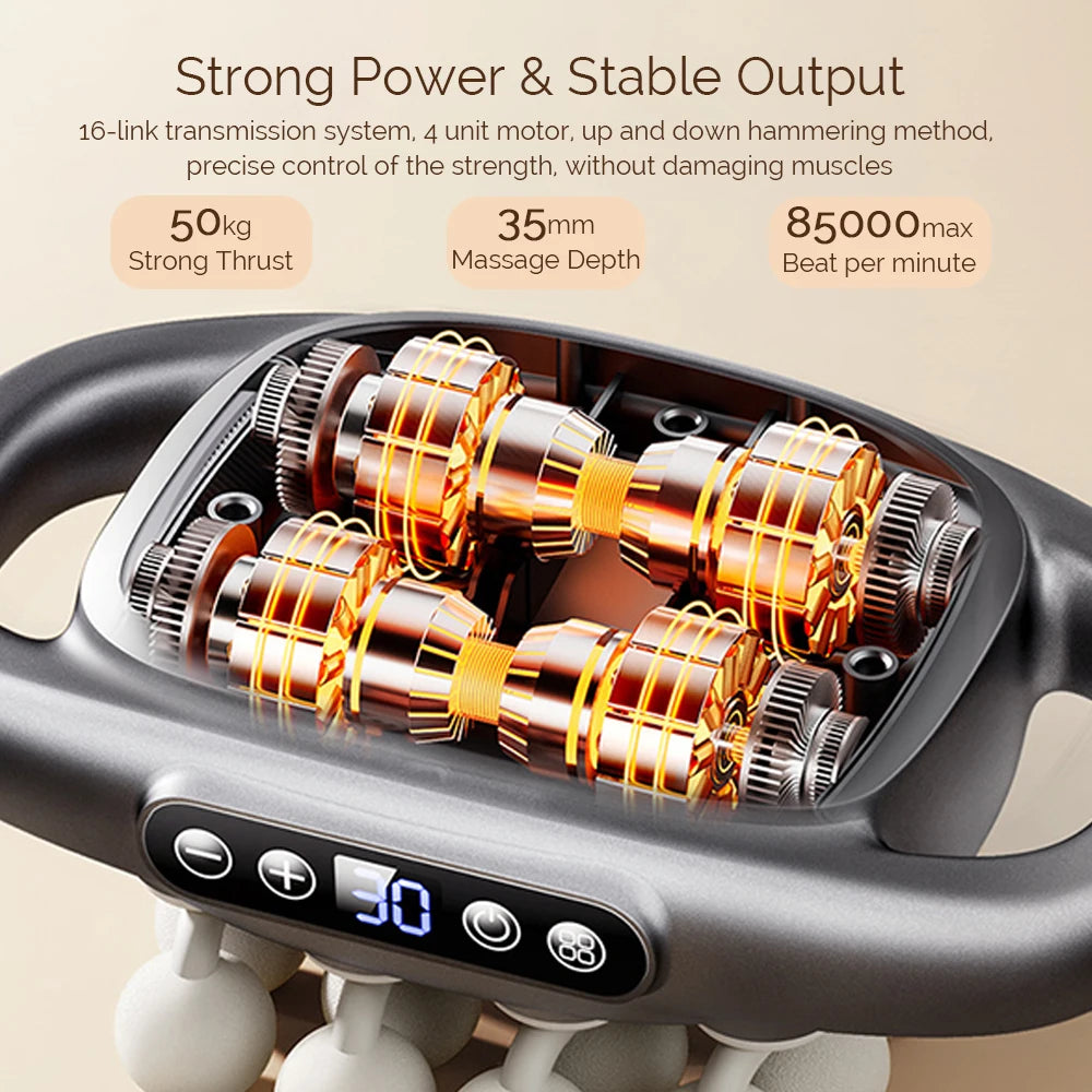 Deep Tissue Massage Gun - High Frequency Muscle Massager with 16/22/24 Heads for Full Body Pain Relief