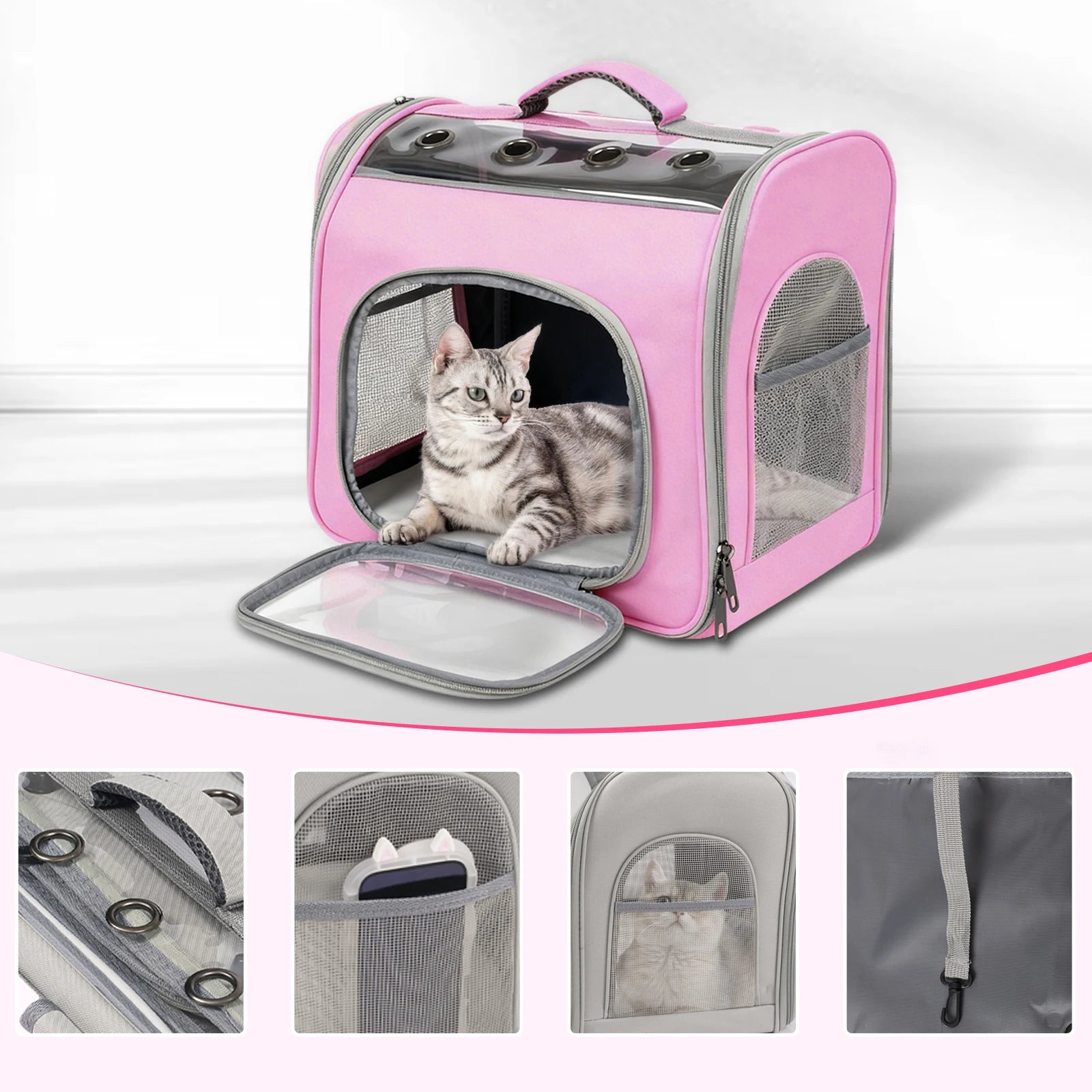Breathable Pet Backpack Carrier - Foldable Travel Backpack for Cats and Small Dogs