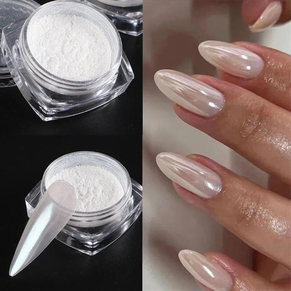Pearl Chrome Nail Powder / Aurora Mirror Effect Nail Glitter