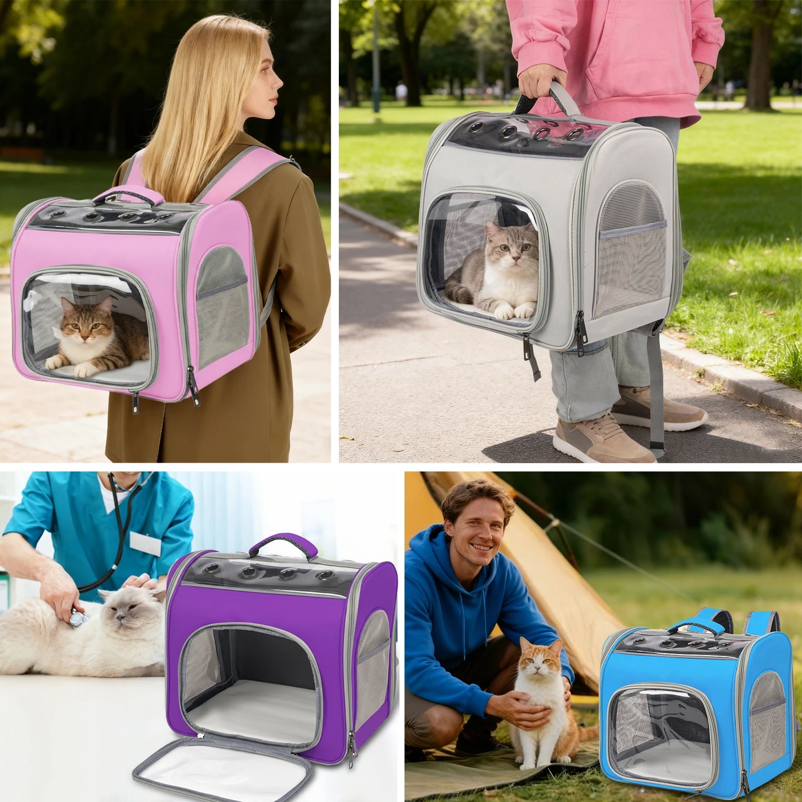 Breathable Pet Backpack Carrier - Foldable Travel Backpack for Cats and Small Dogs