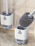 Silicone Toilet Cleaning Brush Set with Holder - Deep Cleaning Bathoroom Brush