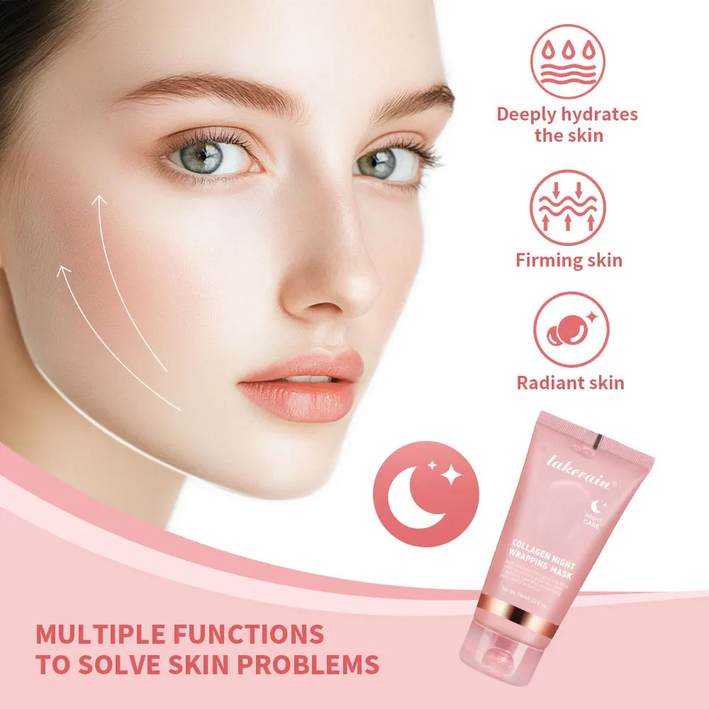Korean Collagen Overnight Peel-Off Face Mask - Hydrating and Firming Night Treatment (75ml)