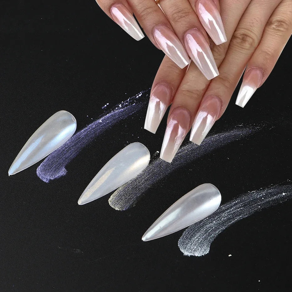 Pearl Chrome Nail Powder / Aurora Mirror Effect Nail Glitter