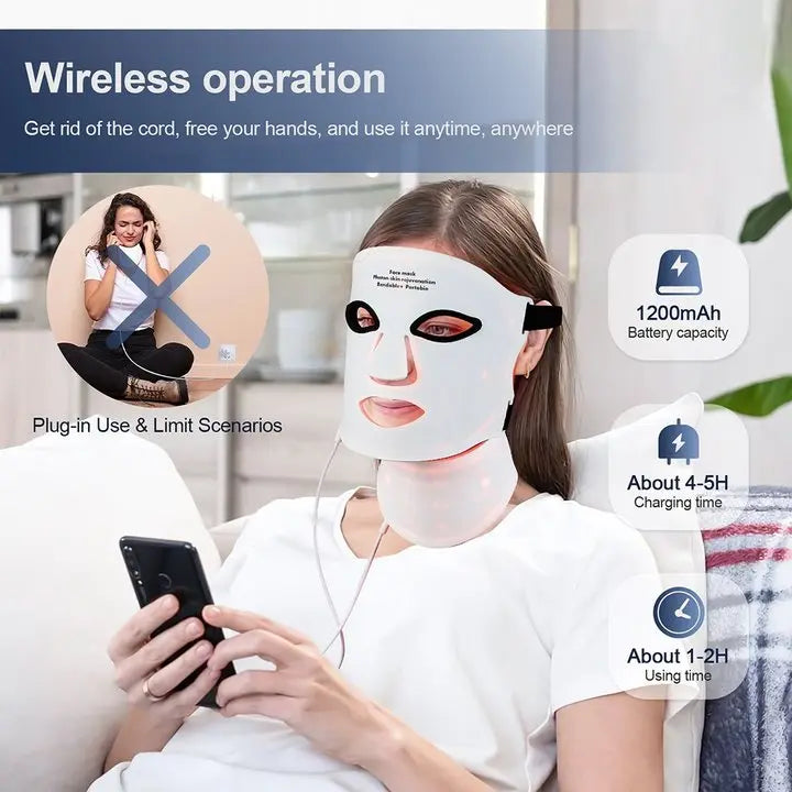 💥 7-Color LED Face and Neck Therapy Mask - Skin Rejuvenation