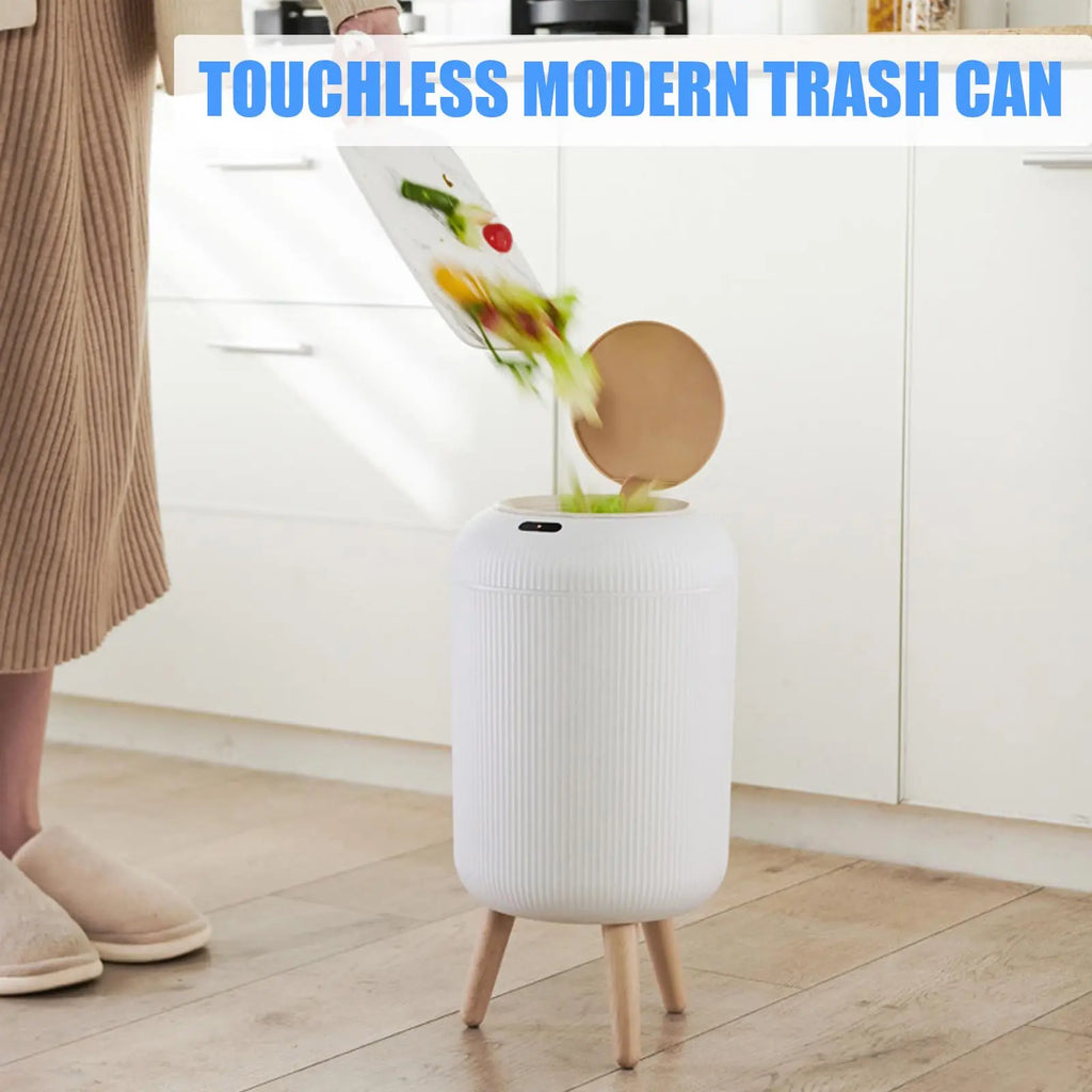 💫 Automatic Motion Sensor Trash Can With Wooden Stand