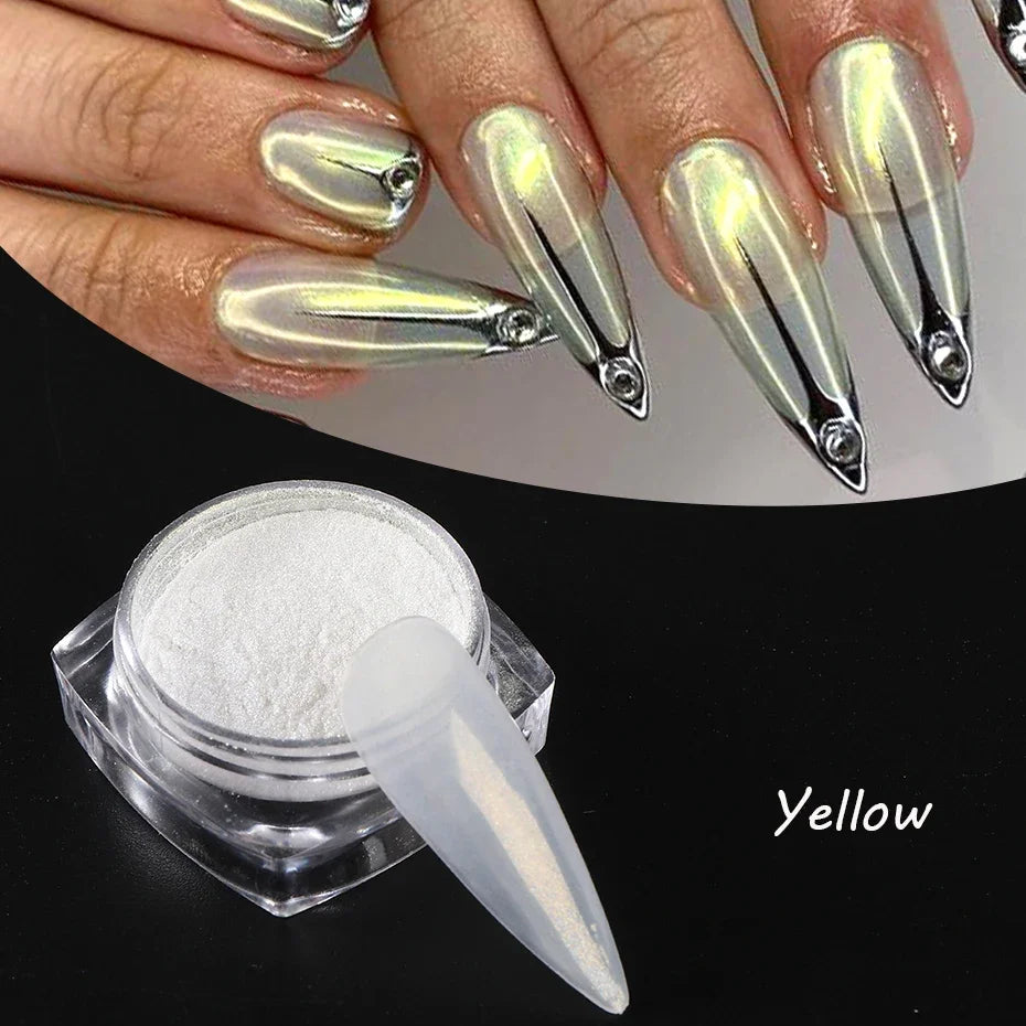 Pearl Chrome Nail Powder / Aurora Mirror Effect Nail Glitter