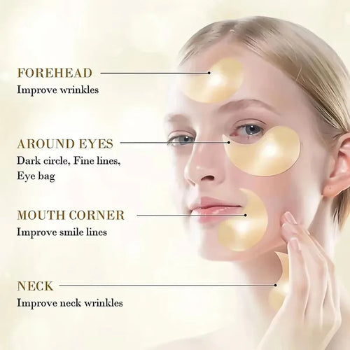 60 Pieces of Gold Hyaluronic Eye Patches - Hydrating and Anti-Aging Eye Masks